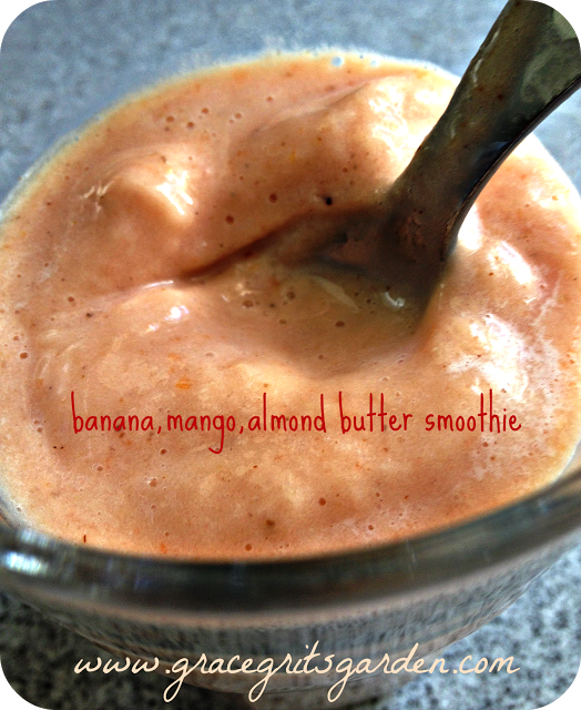 banana mango almond butter smoothie