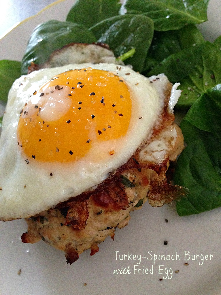 Turkey-Spinach Burger with Fried Egg