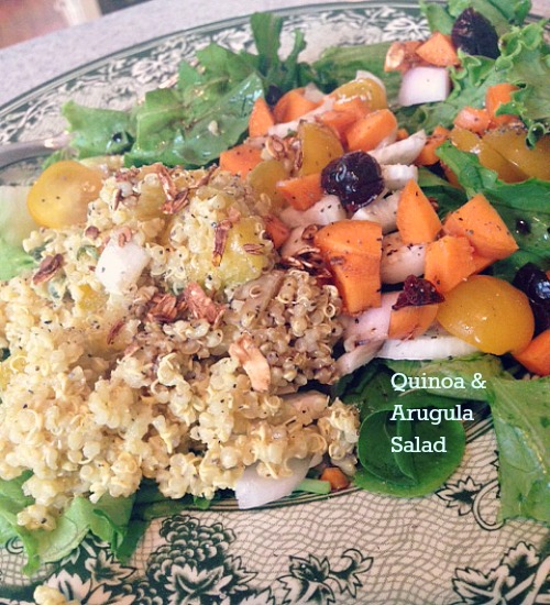 One of my favorite quinoa recipes! Curried yogurt quinoa with arugula salad