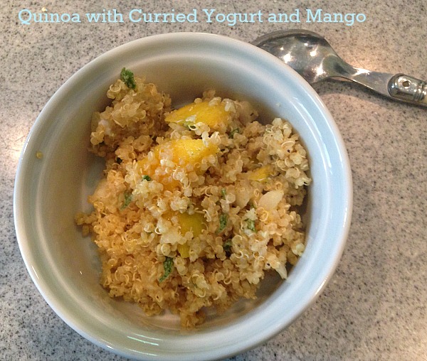 One of my favorite Quinoa Recipes! Curried yogurt and mango.