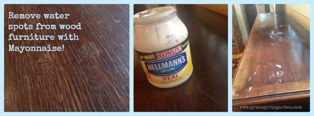 Remove water spots from wood furniture with mayonnaise!