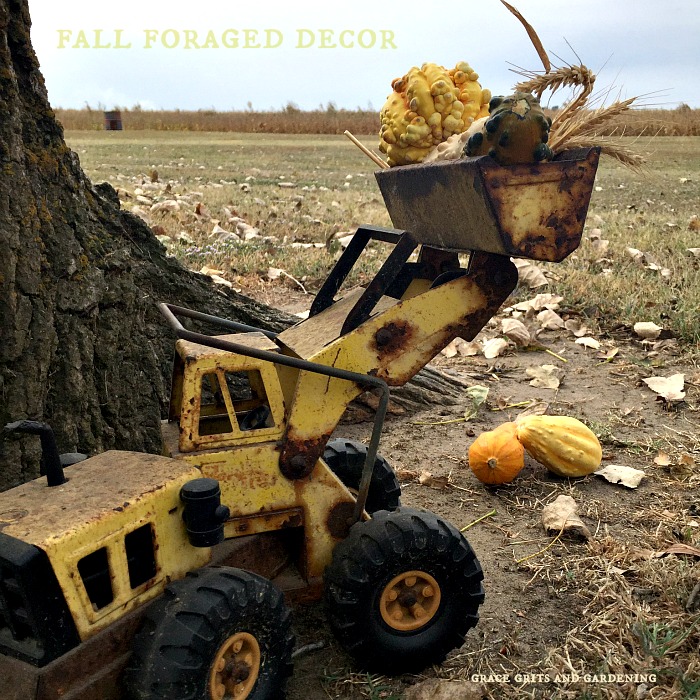 Fall Foraged Decor - Tonka Truck makes fun decoration!