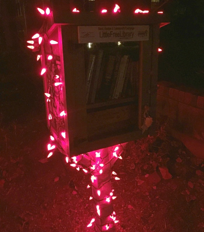 Little Free Library at Christmas.