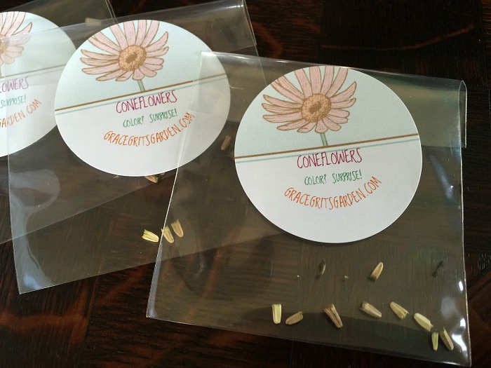 coneflower seed packets - great idea for party favor