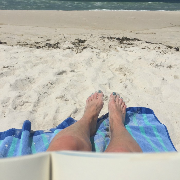 Beach time reading.