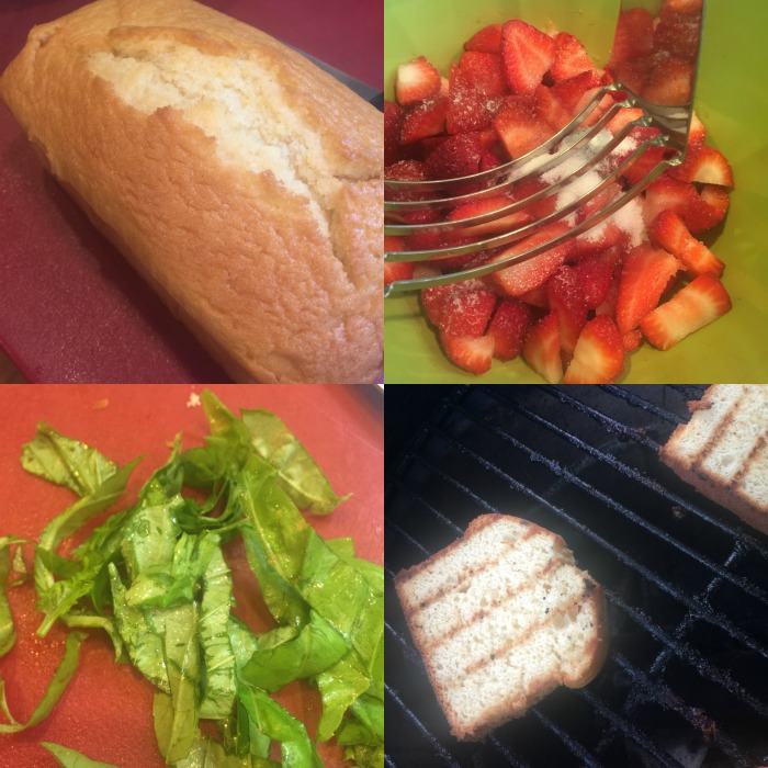 grilled poundcake with strawberries and basil