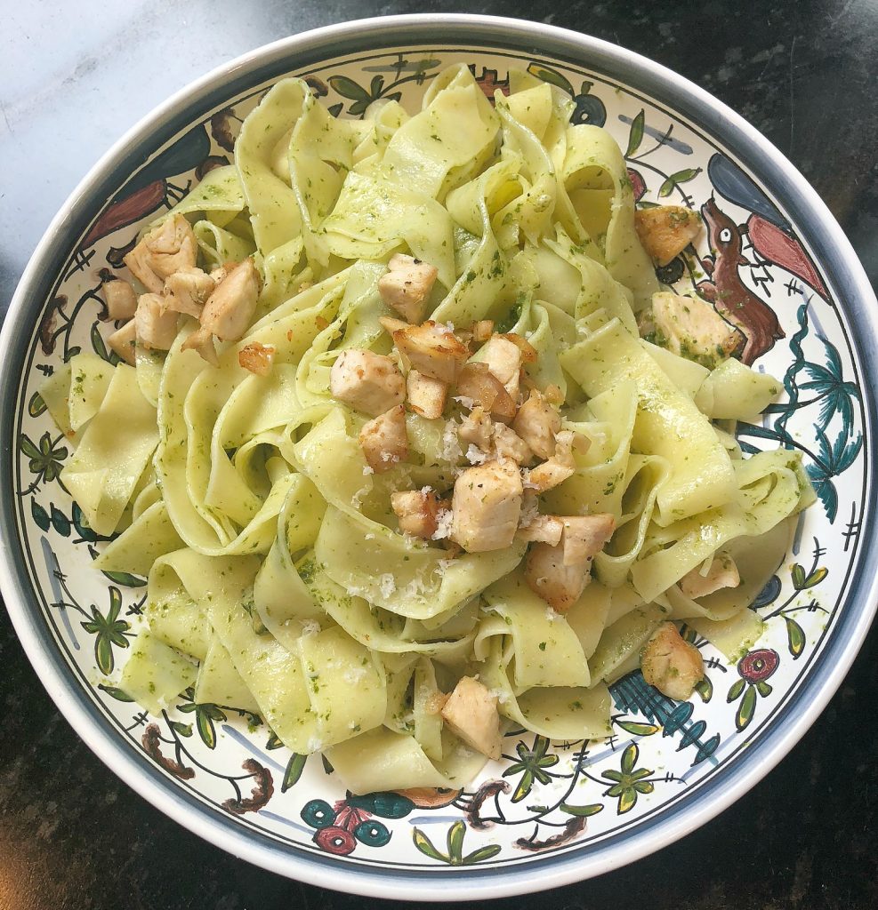 Pappardelle with Pesto and Chicken