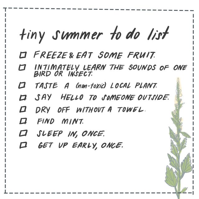 Tiny Summer to do list